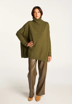Montagut Les Incontournables-Pull oversize col roulé laine et cachemire - Clara 83-Kaki
