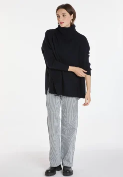 Montagut Les Incontournables-Pull oversize col roulé laine et cachemire - Clara 05-Bleu marine