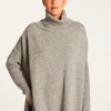 Montagut Les Incontournables-Pull oversize col roulé laine et cachemire - Clara 09-Gris moyen