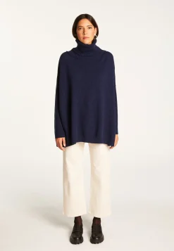 Montagut Les Incontournables-Pull oversize col roulé laine et cachemire - Clara 05-Bleu marine