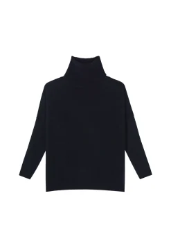 Montagut Les Incontournables-Pull oversize col roulé laine et cachemire - Clara 05-Bleu marine