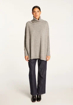 Montagut Les Incontournables-Pull oversize col roulé laine et cachemire - Clara 09-Gris moyen