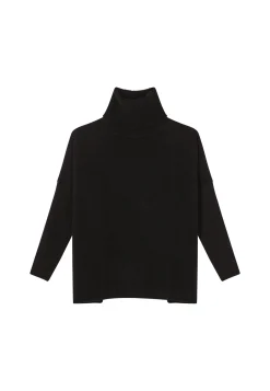 Montagut Les Incontournables-Pull oversize col roulé laine et cachemire - Clara 01-Noir