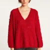 Montagut Pulls-Pull oversize col V - Sari 52-Rouge