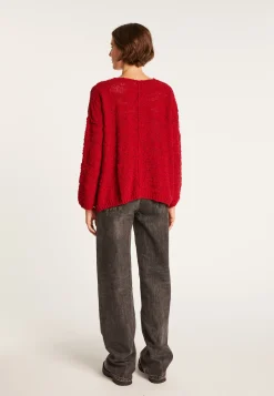 Montagut Pulls-Pull oversize col V - Sari 52-Rouge