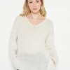 Montagut Pulls-Pull oversize col V en lin - Tiphaine 82-Ecru
