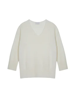 Montagut Pulls-Pull oversize col V en lin - Tiphaine 82-Ecru