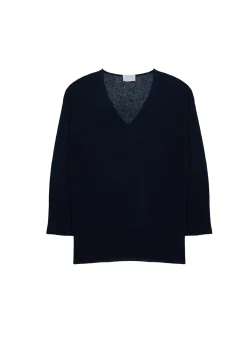 Montagut Pulls-Pull oversize col V en lin - Tiphaine 05-Bleu marine