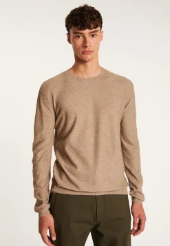 Montagut Pulls-Pull ras du cou en coton cachemire - Hizoka 14-Beige foncé