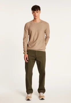 Montagut Pulls-Pull ras du cou en coton cachemire - Hizoka 14-Beige foncé