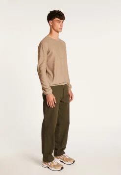 Montagut Pulls-Pull ras du cou en coton cachemire - Hizoka 14-Beige foncé