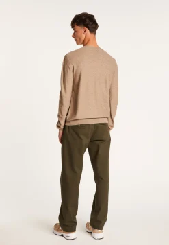 Montagut Pulls-Pull ras du cou en coton cachemire - Hizoka 14-Beige foncé