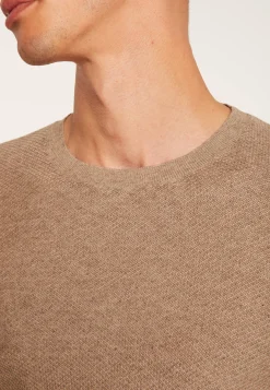 Montagut Pulls-Pull ras du cou en coton cachemire - Hizoka 14-Beige foncé