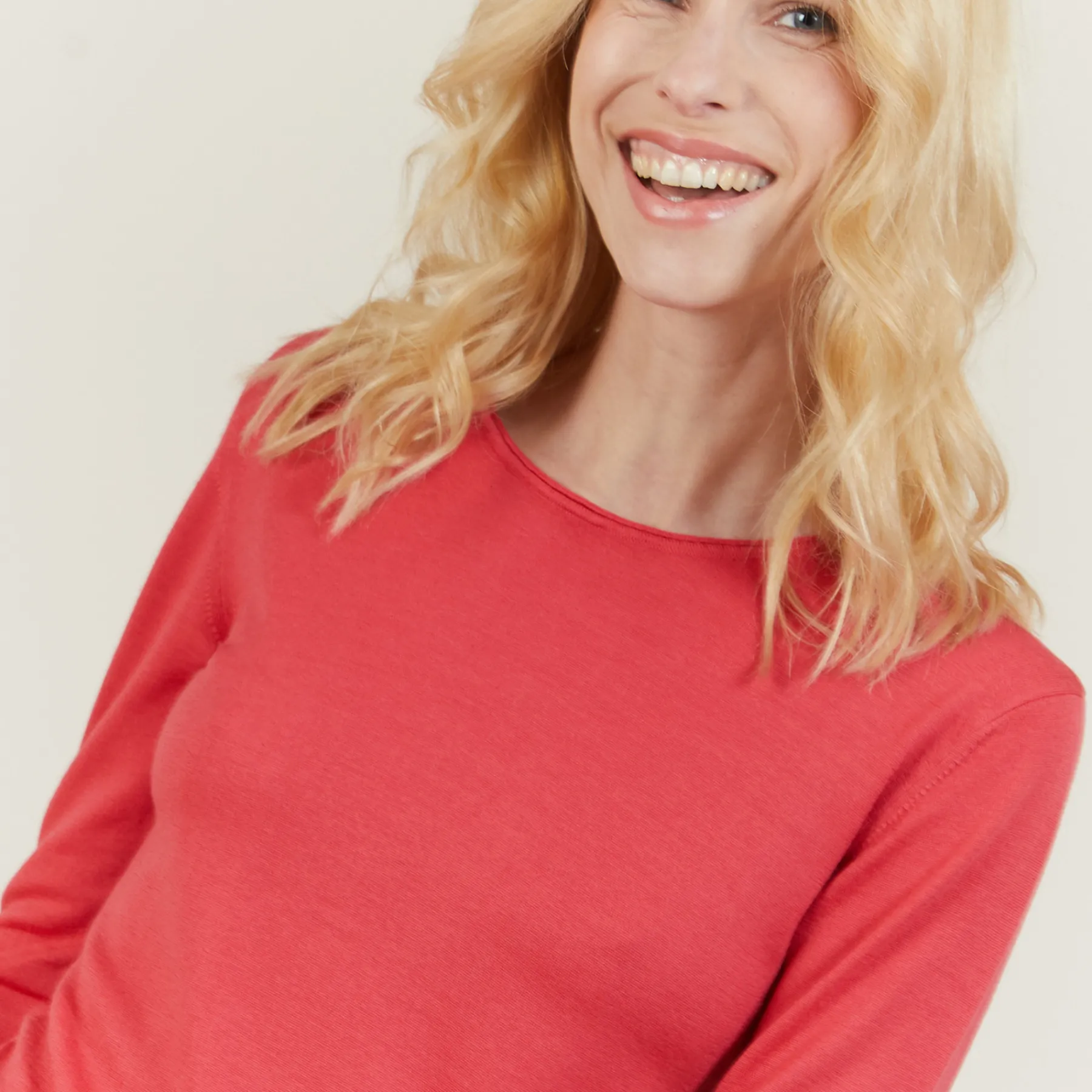Montagut Pulls-Pull ras du cou en laine - Bourse 26-Rose foncé