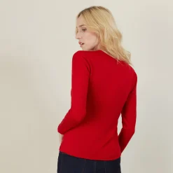 Montagut Pulls-Pull ras du cou en laine - Bourse 52-Rouge