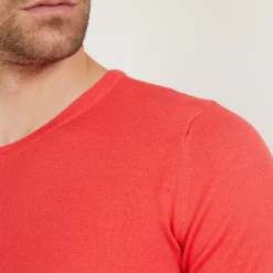 Montagut Pulls-Pull ras du cou en laine mérinos - Bertille 19-Rouge clair