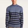 Montagut Pulls-Pull rayé col montant en laine - Lazaar 05-Bleu marine