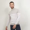 Montagut Pulls-Pull rayé col montant en laine - Lazaar 13-Beige moyen