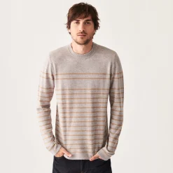 Montagut Pulls-Pull rayé en cachemire - Auguste 11-Gris clair