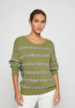 Montagut Pulls-Pull rayé en coton et lin - Thildie 22-Vert moyen
