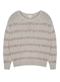 Montagut Pulls-Pull rayé en coton et lin - Thildie 82-Ecru