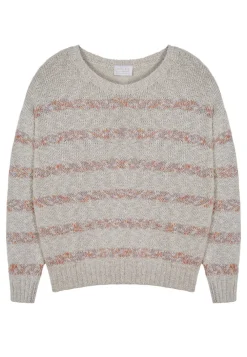 Montagut Pulls-Pull rayé en coton et lin - Thildie 82-Ecru