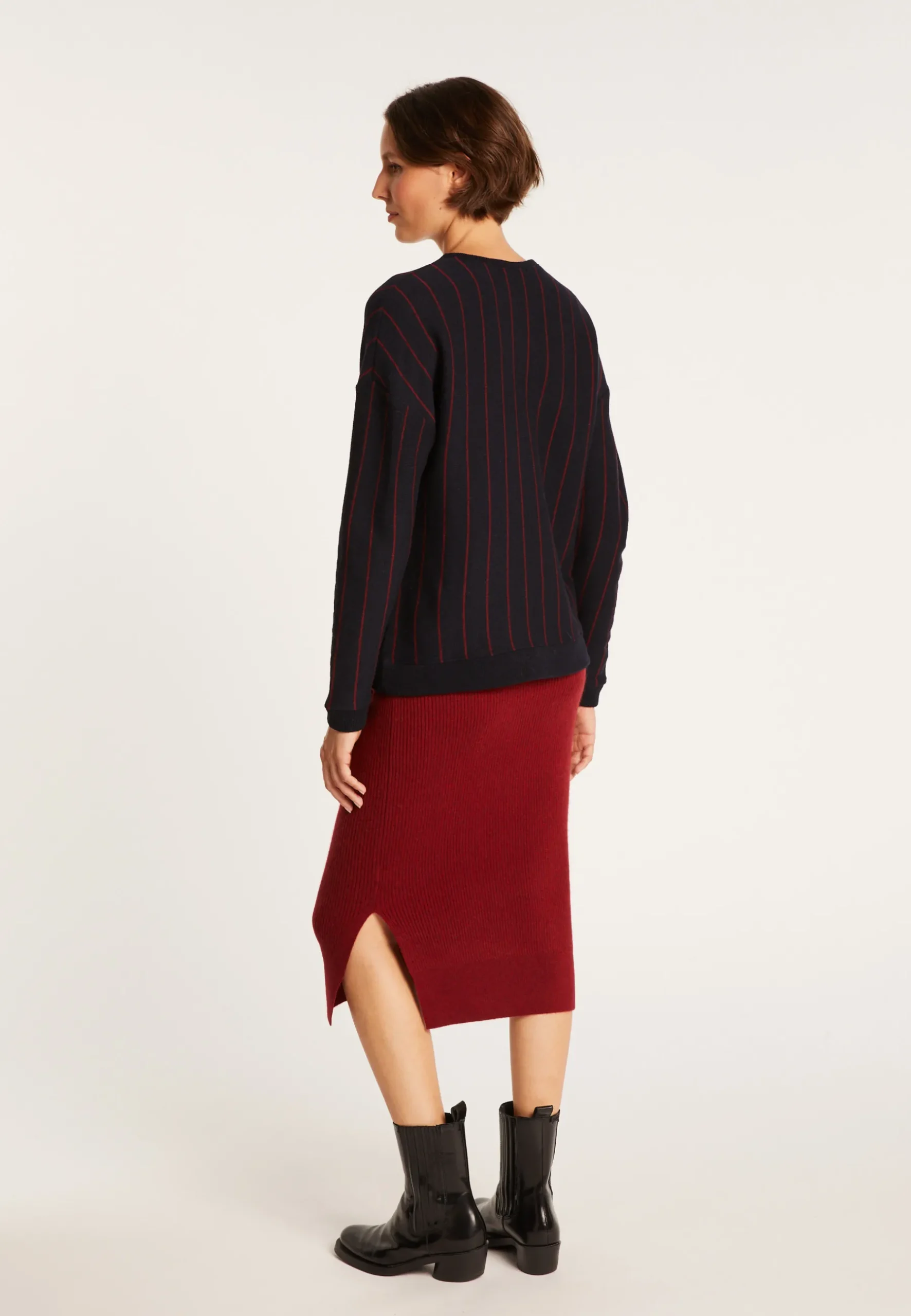 Montagut Pulls-Pull rayures tennis en laine et coton - Eternel 05-Bleu marine