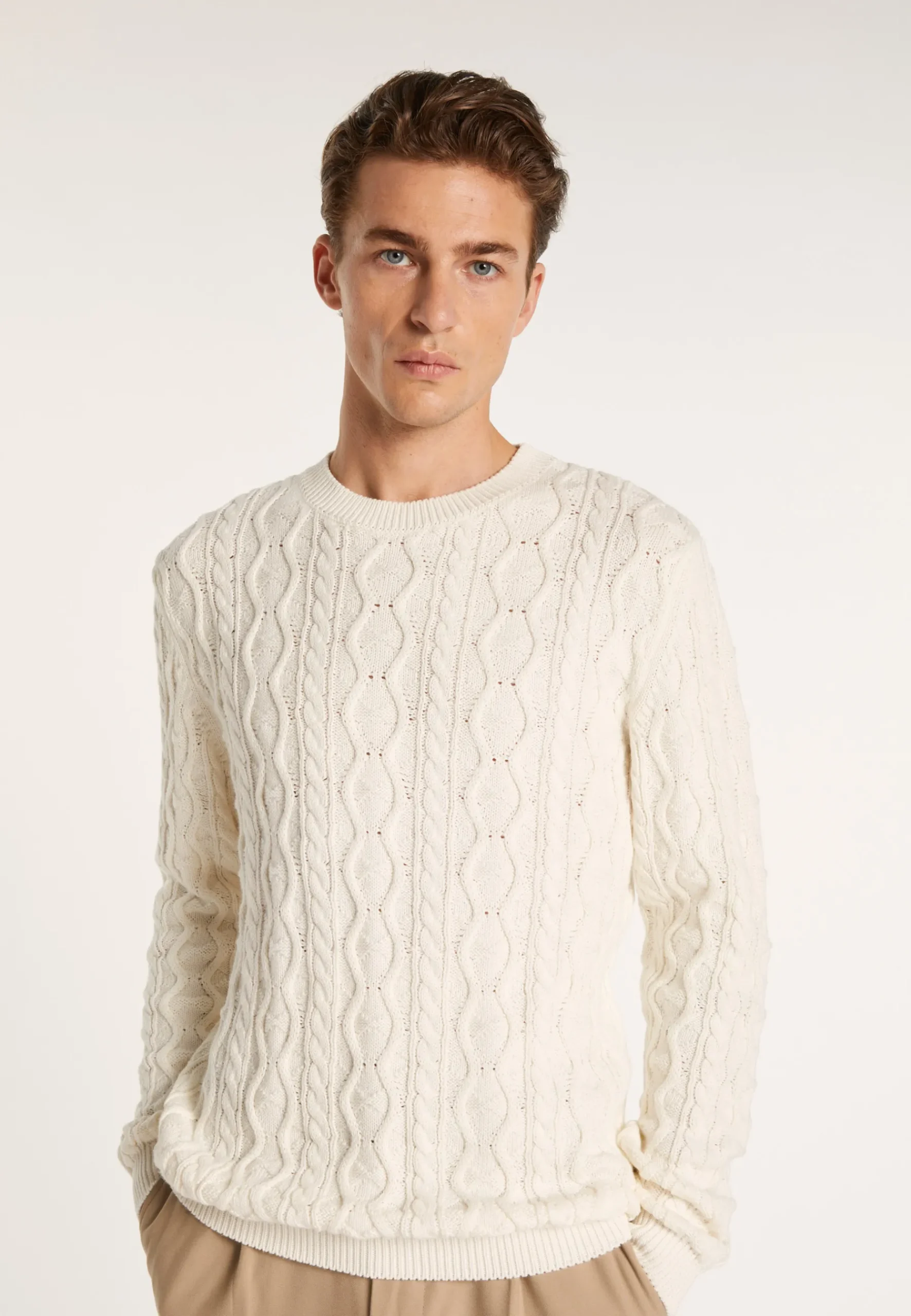 Montagut Pulls-Pull torsadé en coton - Dublin 02-Blanc