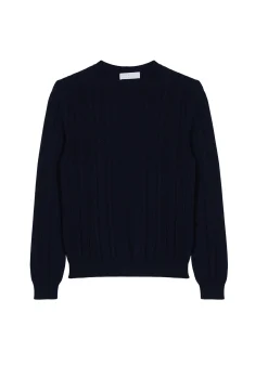 Montagut Pulls-Pull torsadé en coton - Ridwane 05-Bleu marine