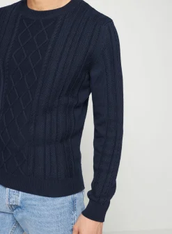 Montagut Pulls-Pull torsadé en coton - Ridwane 05-Bleu marine