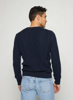 Montagut Pulls-Pull torsadé en coton - Ridwane 05-Bleu marine