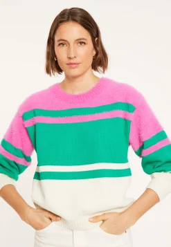 Montagut Pulls-Pull tricolore en coton - Mavrick 22-Vert moyen