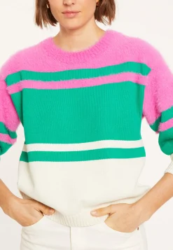 Montagut Pulls-Pull tricolore en coton - Mavrick 22-Vert moyen