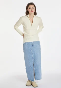 Montagut Pulls-Pull zippé en laine mélangée - Cacilda 82-Ecru