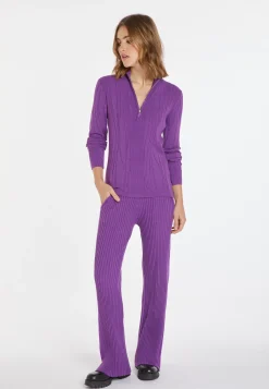 Montagut Pulls-Pull zippé en laine mélangée - Cacilda 17-Violet