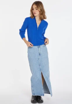 Montagut Pulls-Pull zippé en laine mélangée - Cacilda 48-Bleu roi