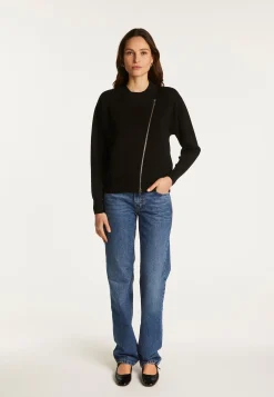 Montagut Pulls-Pull zippé en laine mélangée - Freya 01-Noir