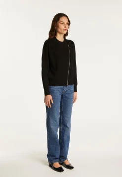 Montagut Pulls-Pull zippé en laine mélangée - Freya 01-Noir