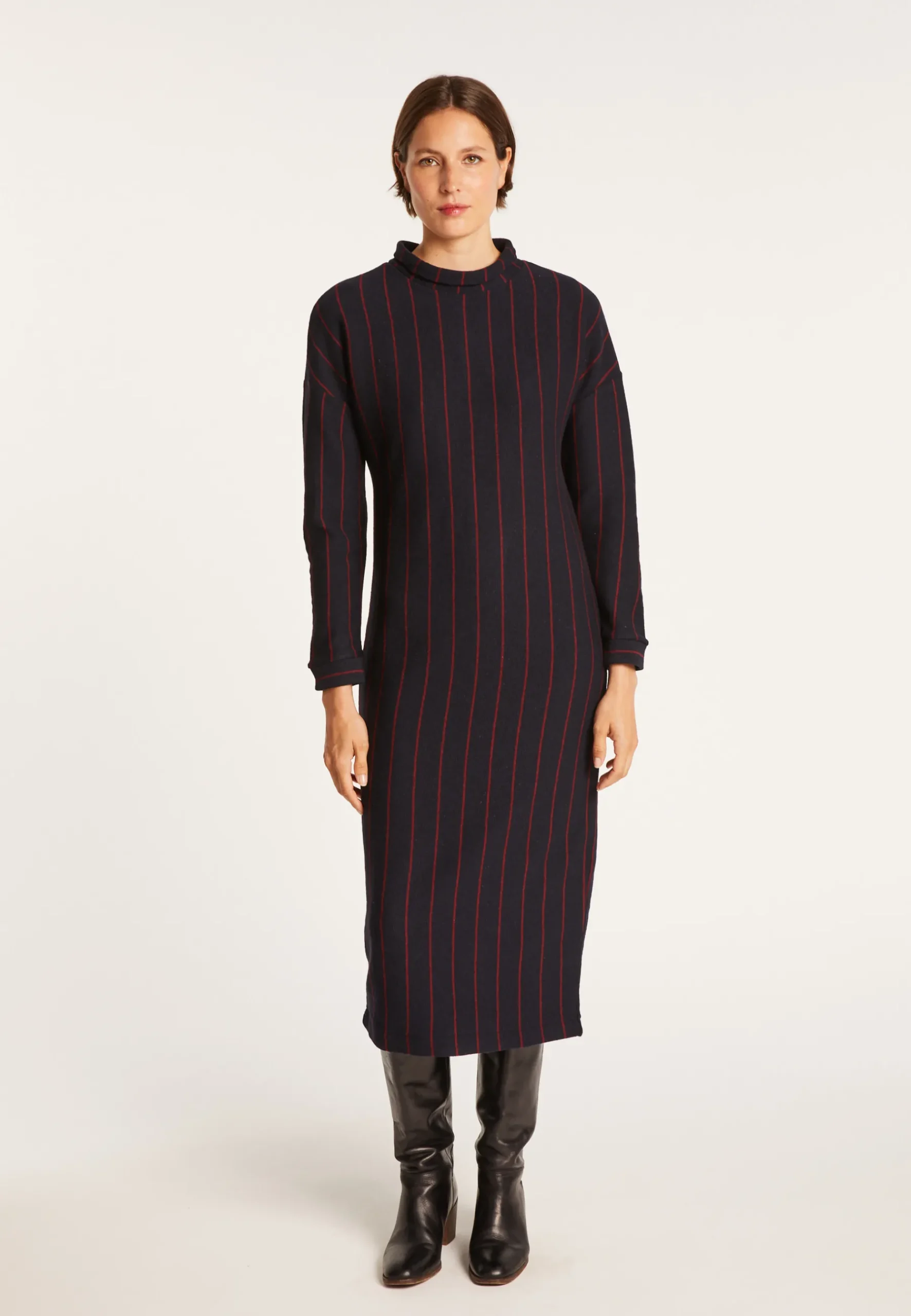 Montagut Jupes Et Robes-Robe à rayures tennis en maille - Edelweiss 05-Bleu marine