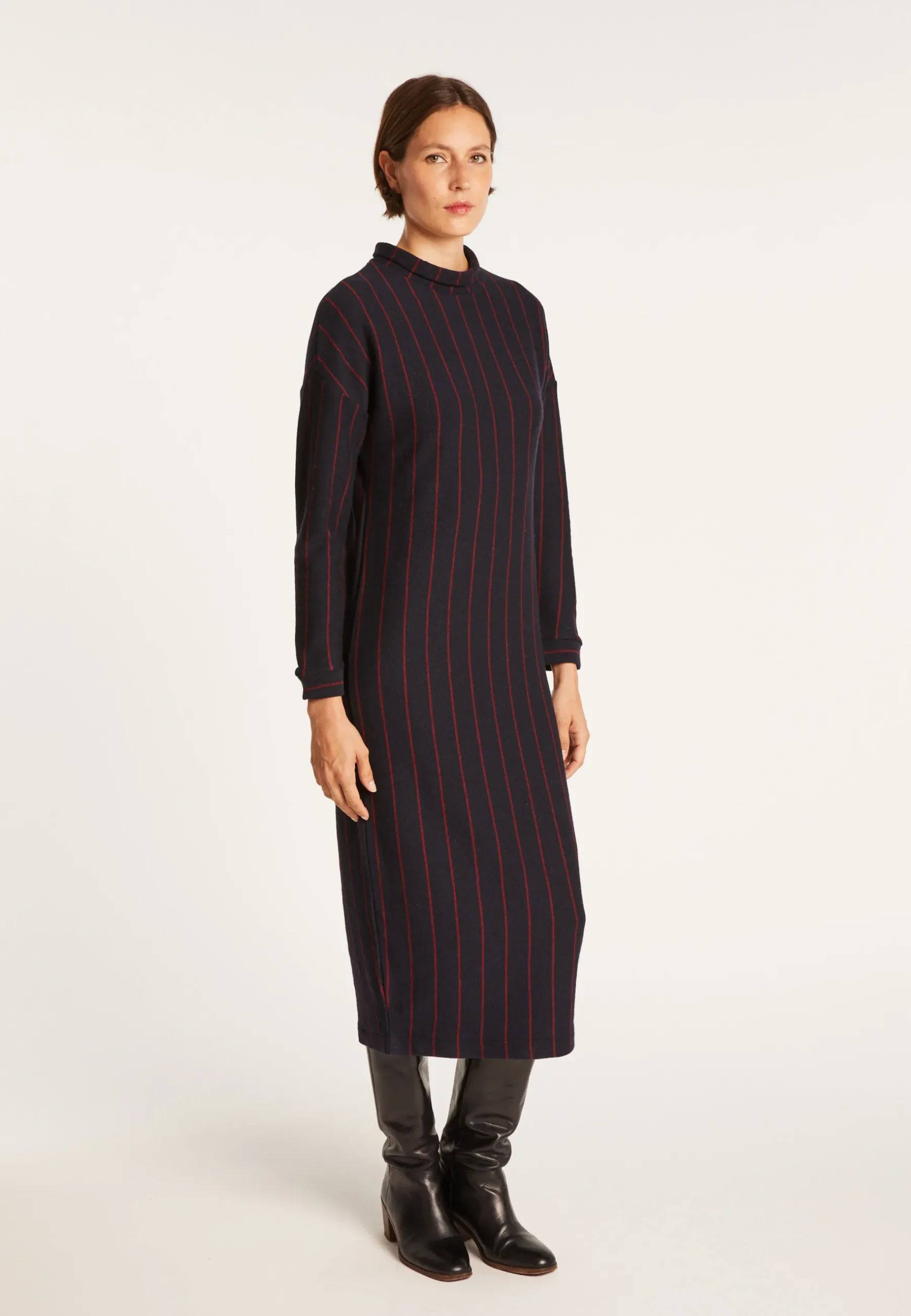 Montagut Jupes Et Robes-Robe à rayures tennis en maille - Edelweiss 05-Bleu marine