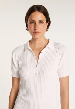 Montagut Jupes Et Robes-Robe col polo en coton - Jacee 02-Blanc