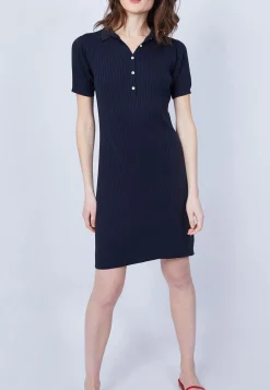 Montagut Jupes Et Robes-Robe col polo en coton - Jacee 05-Bleu marine
