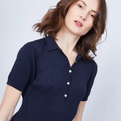 Montagut Jupes Et Robes-Robe col polo en coton - Jacee 05-Bleu marine