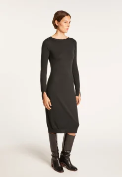 Montagut Jupes Et Robes-Robe en laine et soie fente dos - Epopée 10-Gris foncé