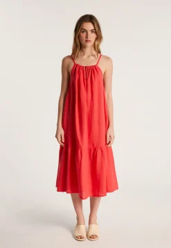 Montagut Jupes Et Robes-Robe en lin sans manches - Deborah 52-Rouge