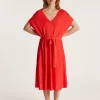 Montagut Jupes Et Robes-Robe fluide en lin flammé - Layla 52-Rouge