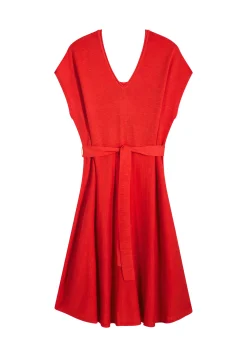 Montagut Jupes Et Robes-Robe fluide en lin flammé - Layla 52-Rouge