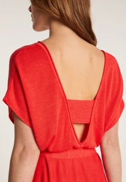 Montagut Jupes Et Robes-Robe fluide en lin flammé - Layla 52-Rouge