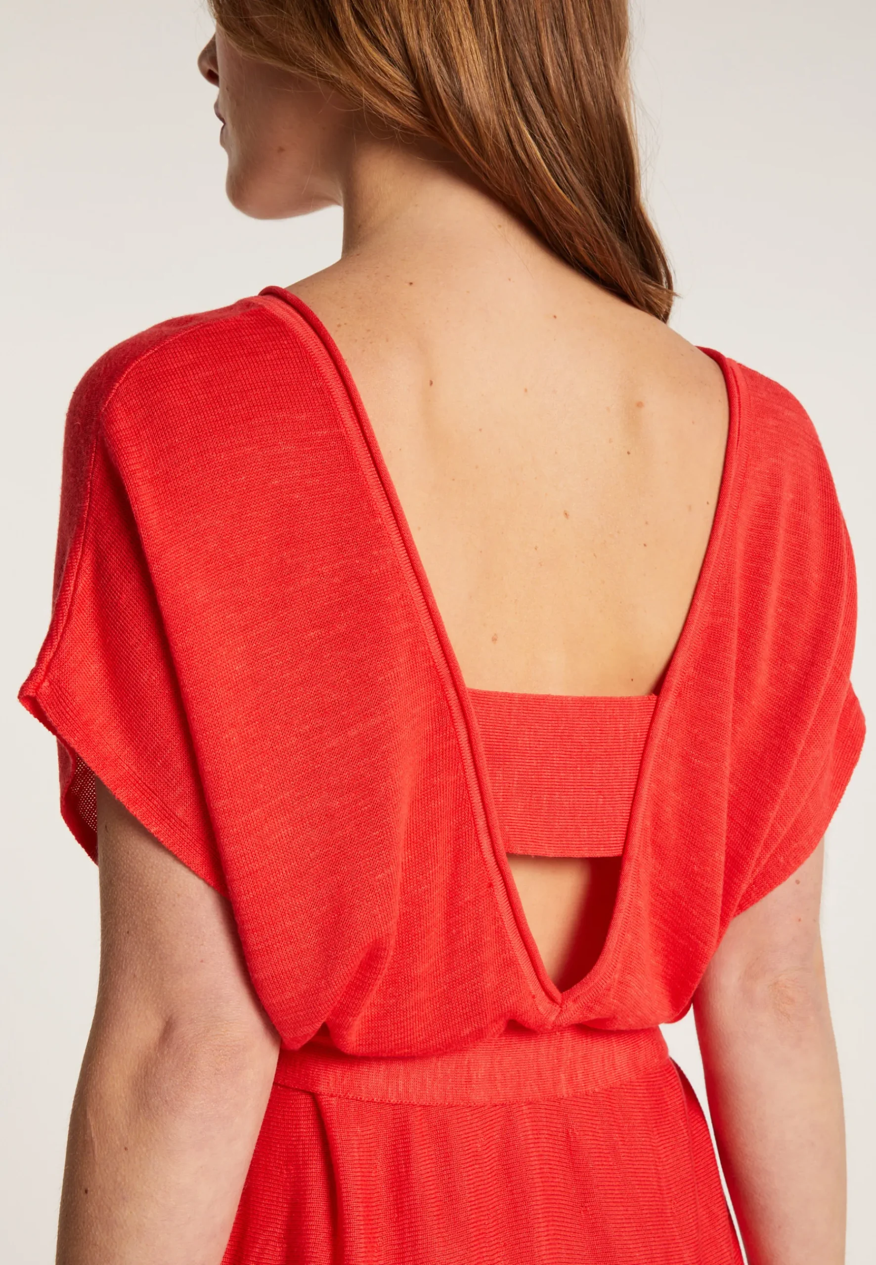 Montagut Jupes Et Robes-Robe fluide en lin flammé - Layla 52-Rouge