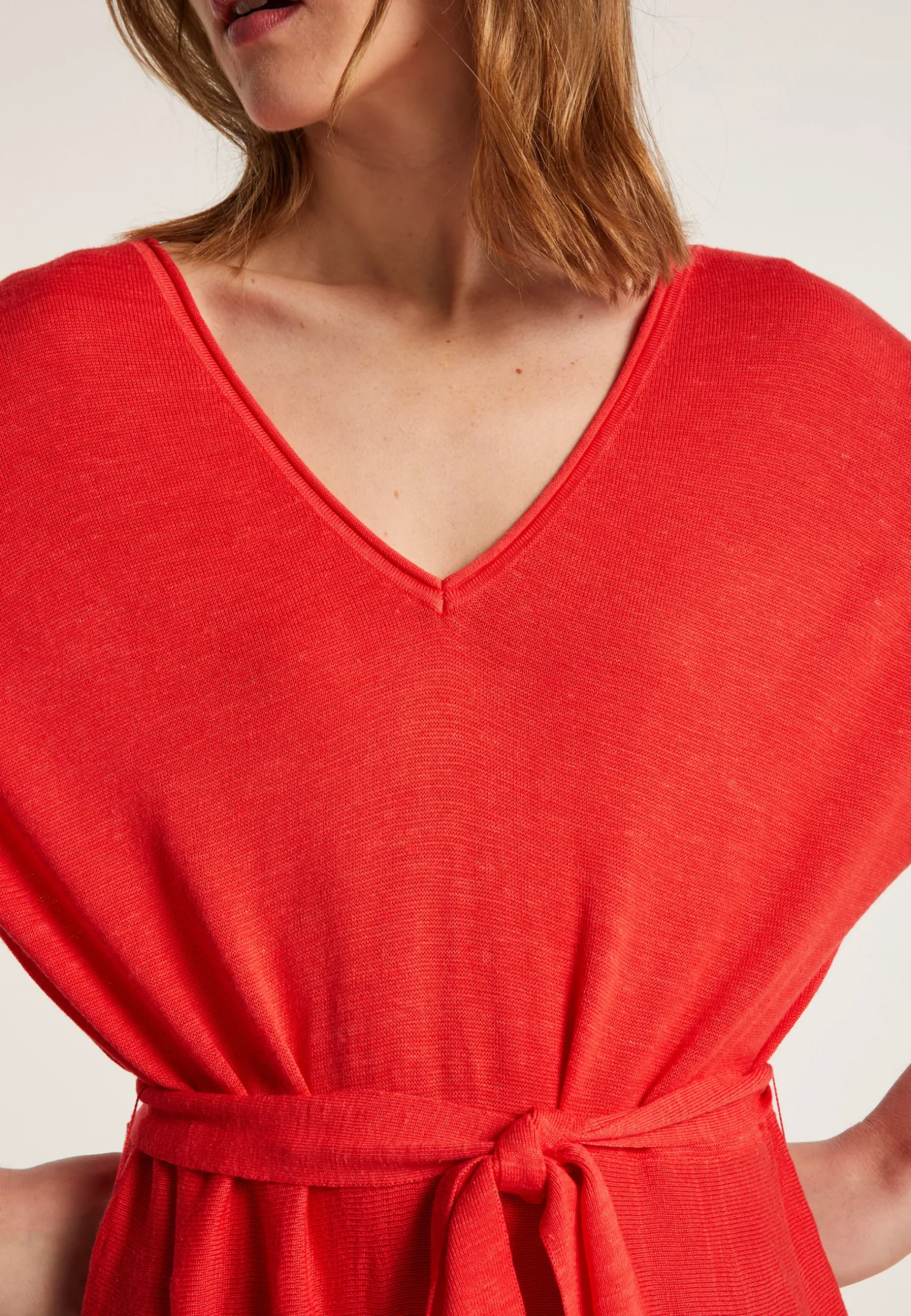 Montagut Jupes Et Robes-Robe fluide en lin flammé - Layla 52-Rouge
